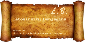 Latosinszky Benjamina névjegykártya